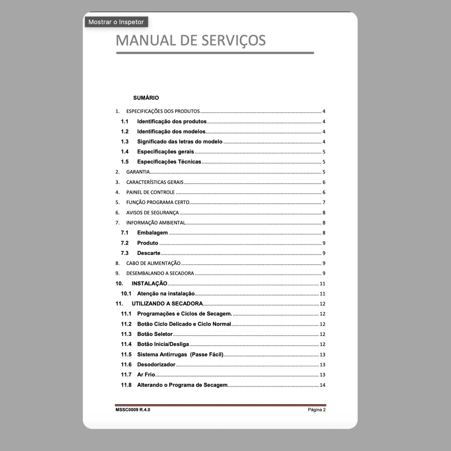 Manual Técnico de Serviços Secadora Brastemp BSR10A e BSI10A - Baixar PDF Brastemp