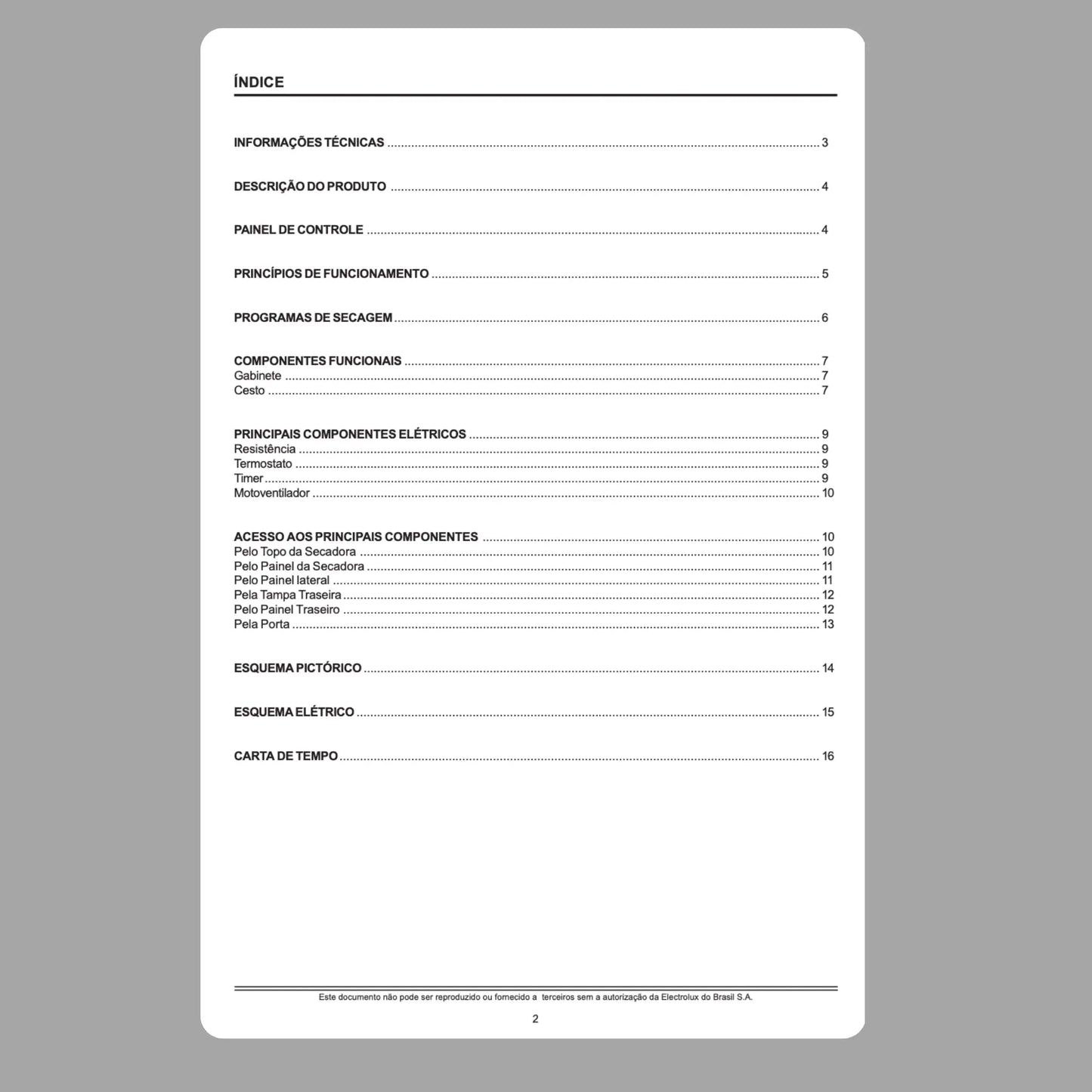 Manual Técnico de Serviços Secadora Electrolux SE10 - Baixar PDF Electrolux
