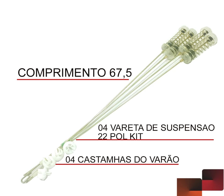 Vara de Suspensão Brastemp / Consul Kit 4 Unidades 67cm Original W10764578