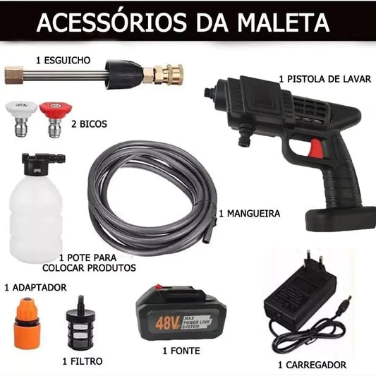 Máquina Lavadora de Alta Pressão Recarregável Sem Fio - Portátil e Potente
