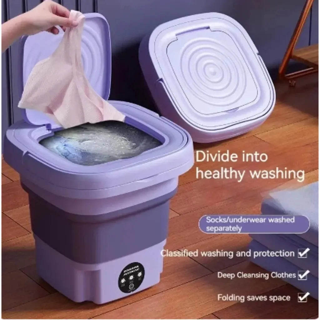 Mini Máquina de Lavar Portátil - Solução Compacta e Eficiente para Suas Roupas shopee